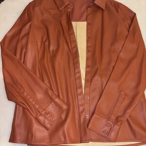 Express Terracotta Faux Leather Shirt